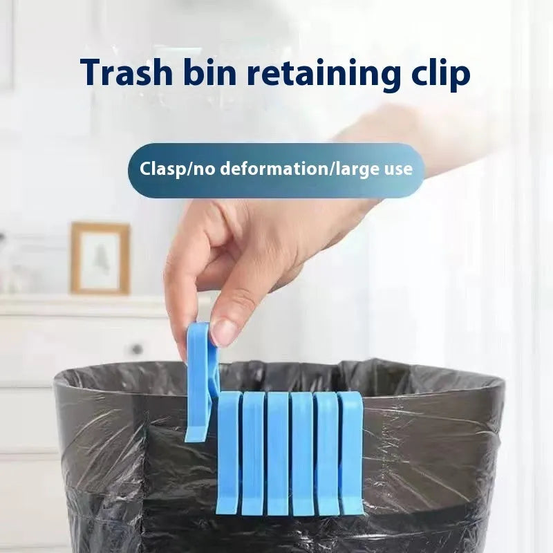 Ten white PP plastic garbage bag fixing clips for securing liners to bin rims