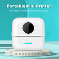 Mini pocket student thermal printer with small size and white casing, on desk with a roll of thermal paper