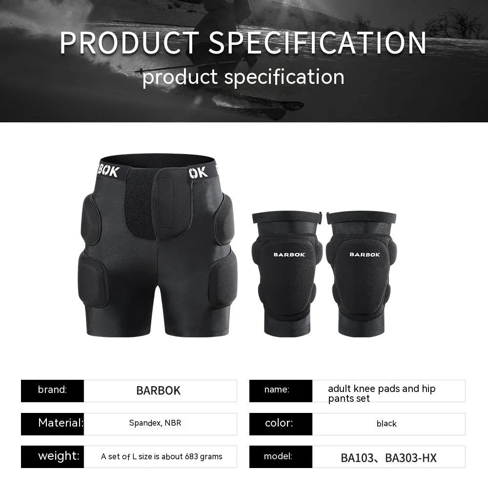 Black hip protection pad for roller skating, skateboarding and skiing with spandex and NBR padding