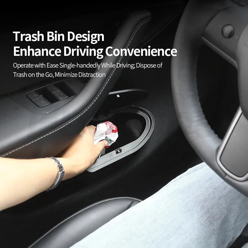Black ABS car door trash cans for Tesla Model Y front doors