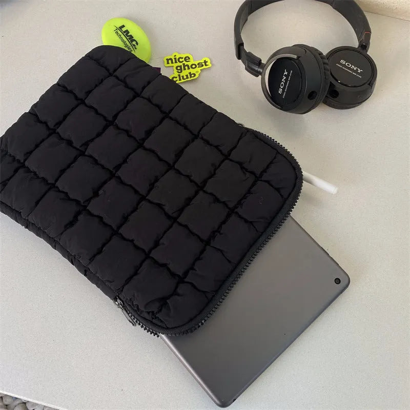 Cloud cotton nylon laptop bag in black or white colour with large capacity compartment