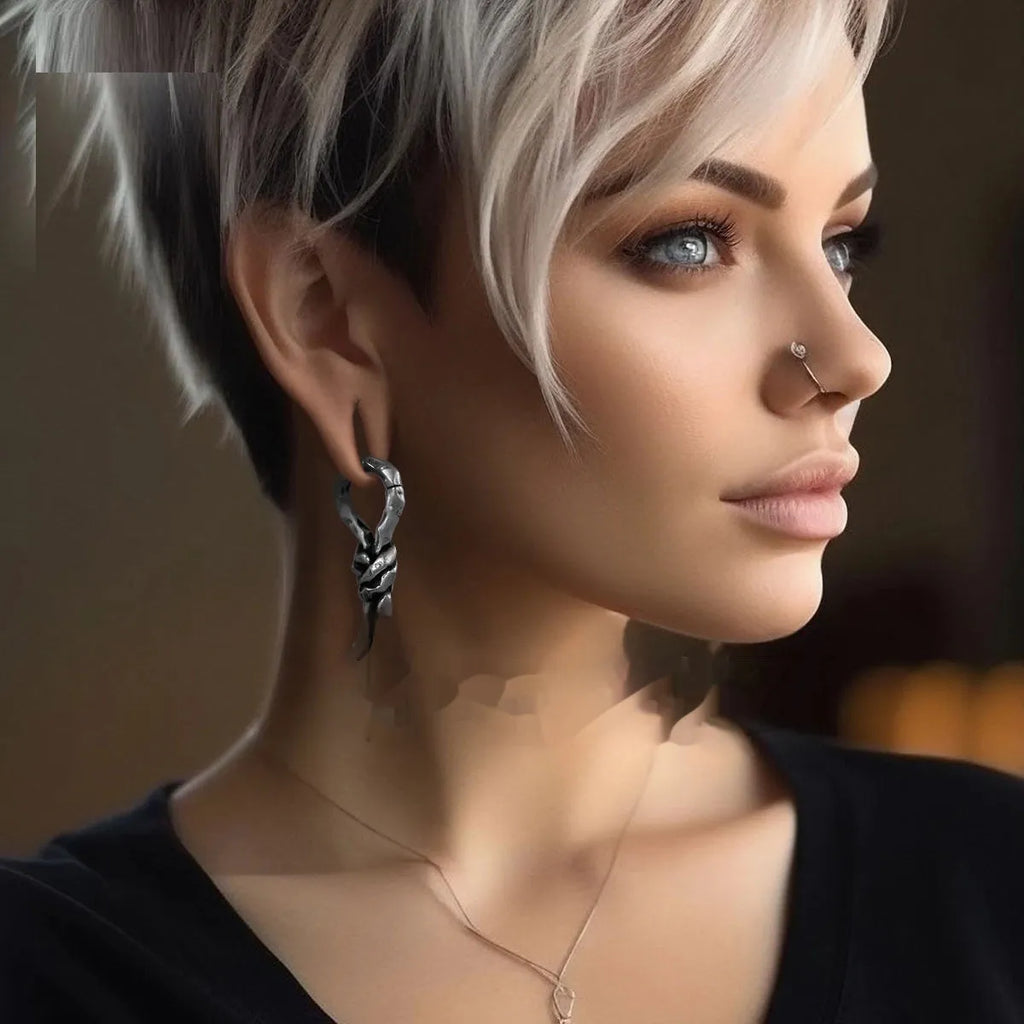 4mm copper piercing earring with retro bending and hitches design for unisex auricle wear