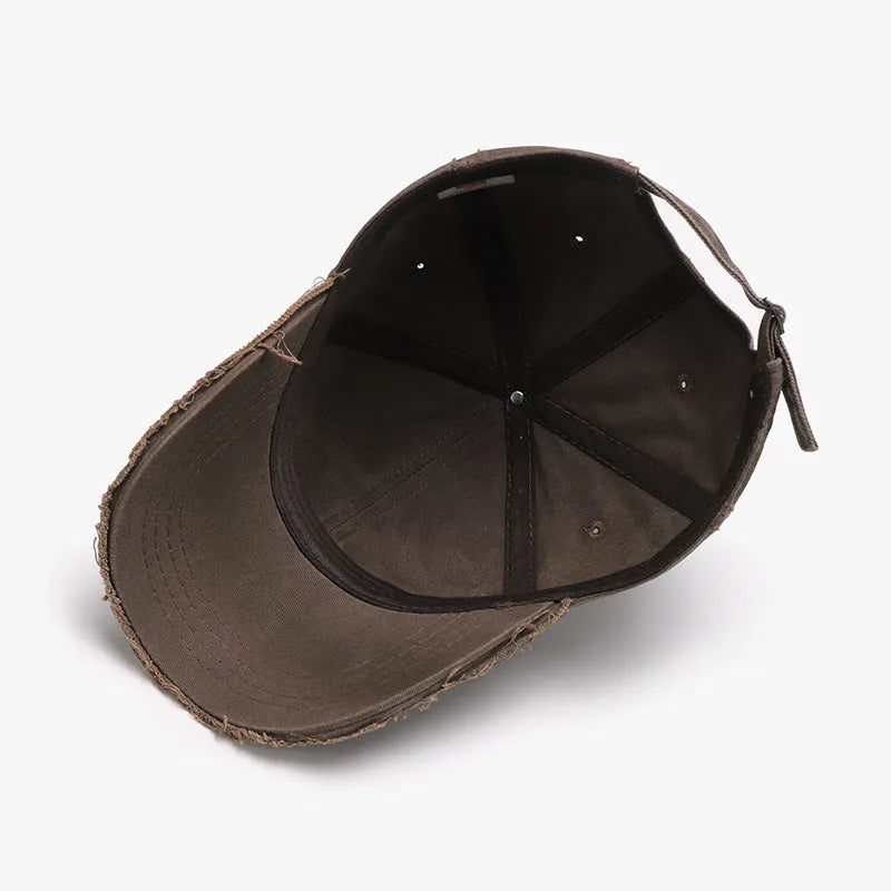 Men's cotton baseball cap with three-dimensional embroidery of English letters, dome crown, adjustable fit, black colour