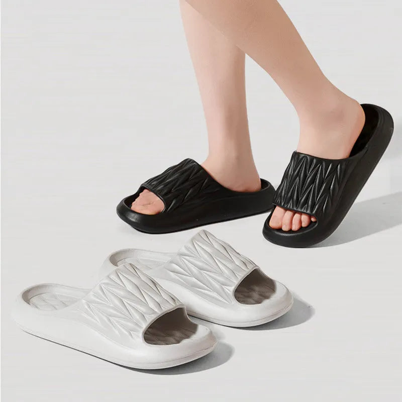 Leaf texture design EVA slippers in various colours for indoor household and bathroom use