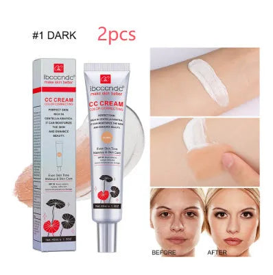 Erborian CC Cream tube in dark and light shades for colour-correcting, moisturising makeup.