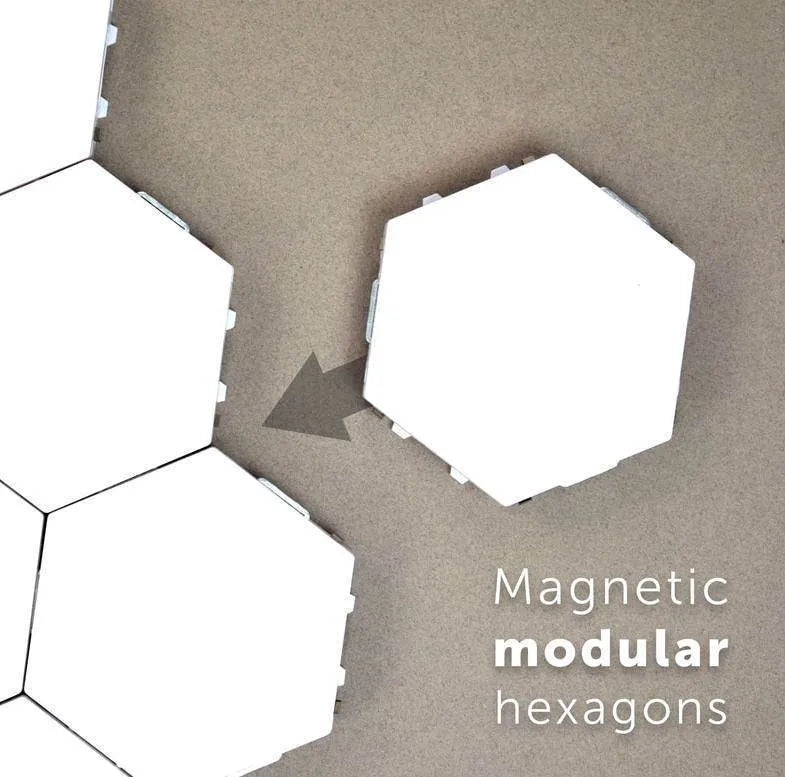 Modern honeycomb modular touch wall lamp assembled in a geometric pattern on a wall.