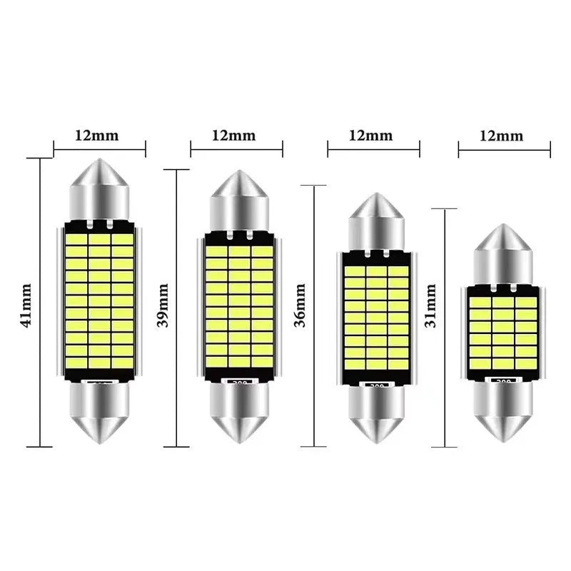 White aluminium car roof interior light with double tips for decoding, shown with LED array.