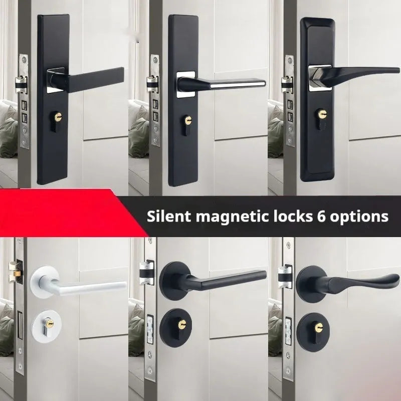 Aluminium alloy split magnetic door lock handle for timber doors with multiple style options