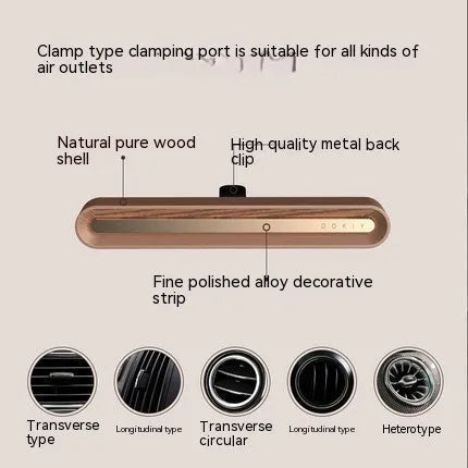 Solid wooden long bar car aromatherapy ornament for air vents in walnut colour.