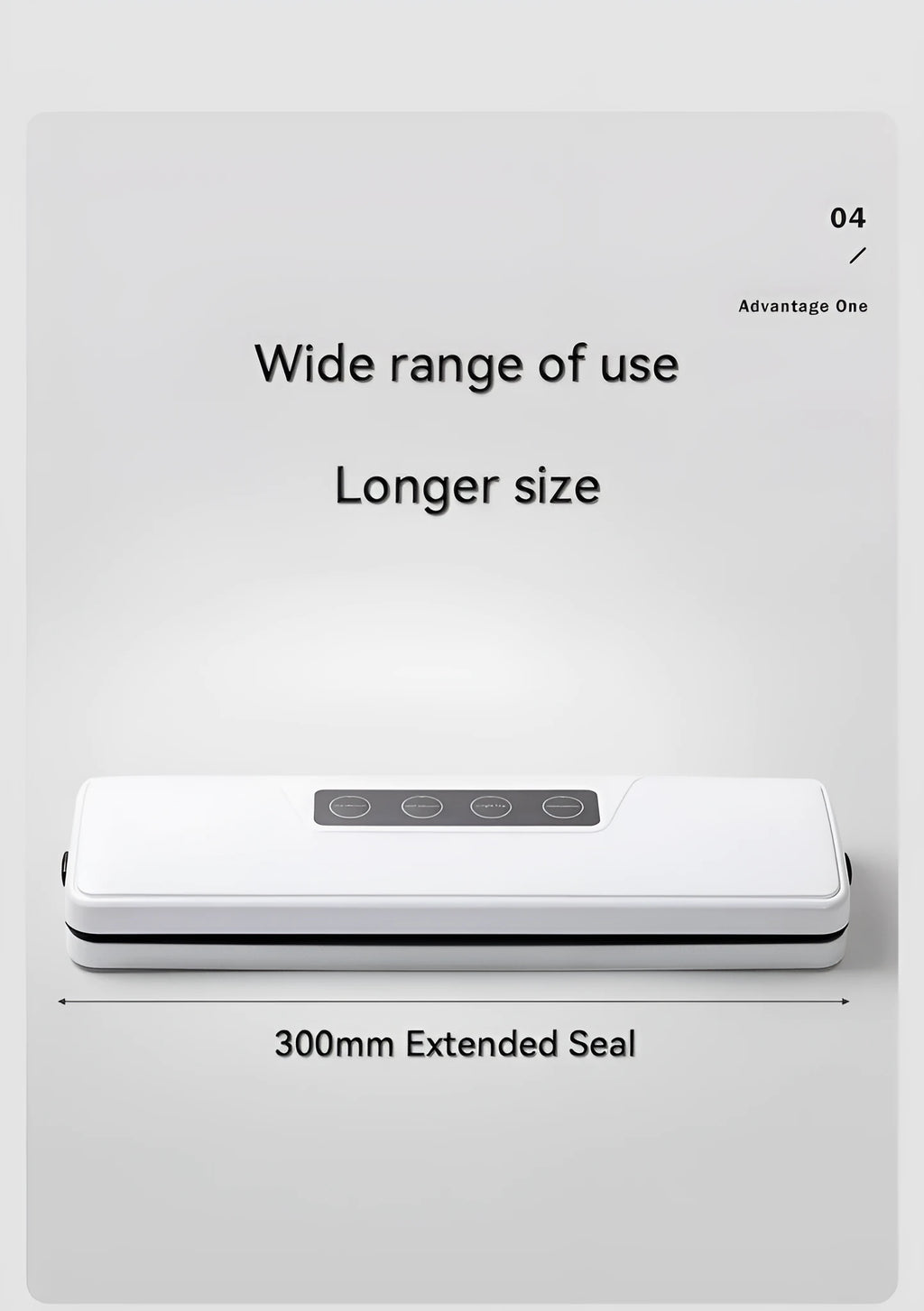 White compact automatic vacuum sealer machine for household food preservation on kitchen counter