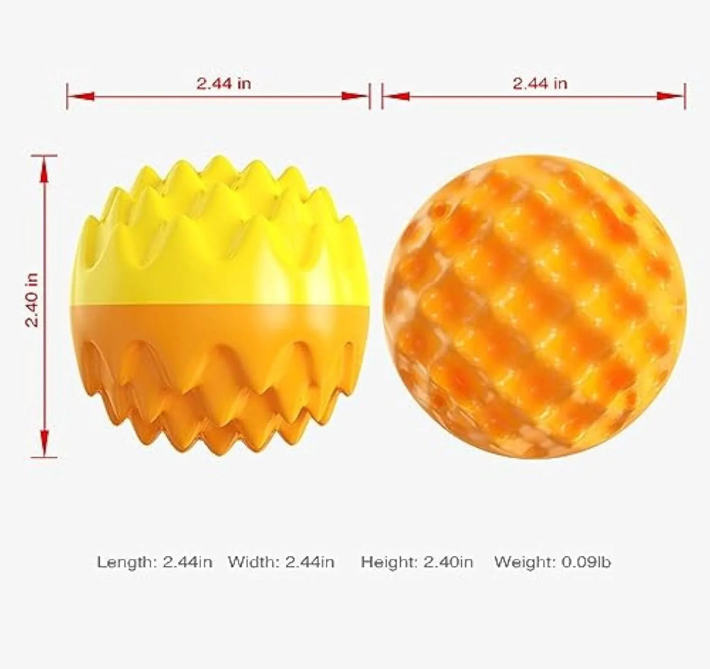 Blue squeaky rubber dog ball with spiky texture for dental cleaning and aggressive chewers