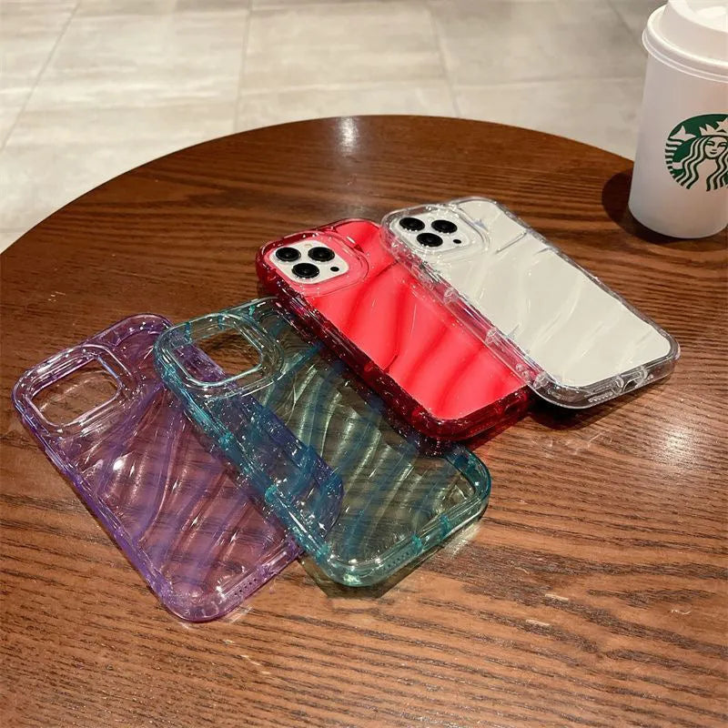 Transparent water ripple silicone phone case for iPhone, shockproof anti-fingerprint design