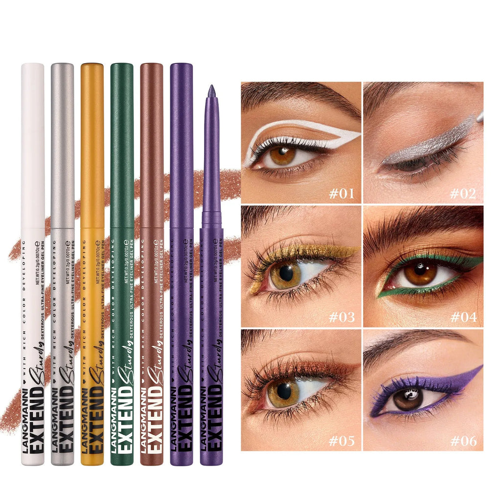 Set of 12 colourful gel glitter eyeliner pencils with waterproof formula for party and Halloween makeup