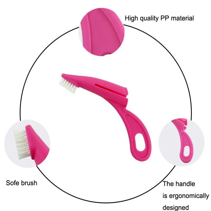 Red and white pet finger toothbrushes with silicone bristles for dog and cat dental care