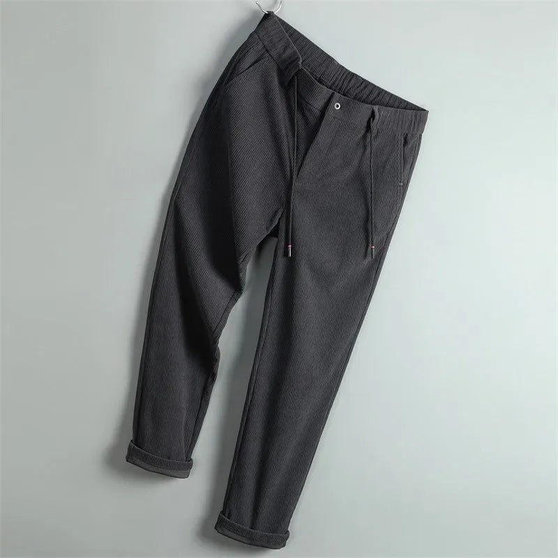 Striped casual trousers for men in available colour options polyester fibre