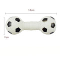Brown, orange, white, and yellow PVC football dumbbell shaped squeaky dog chew toy