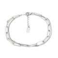 Geometric double layer stainless steel bracelet in gold or silver, showing Ins Cold Style design with linear elements.