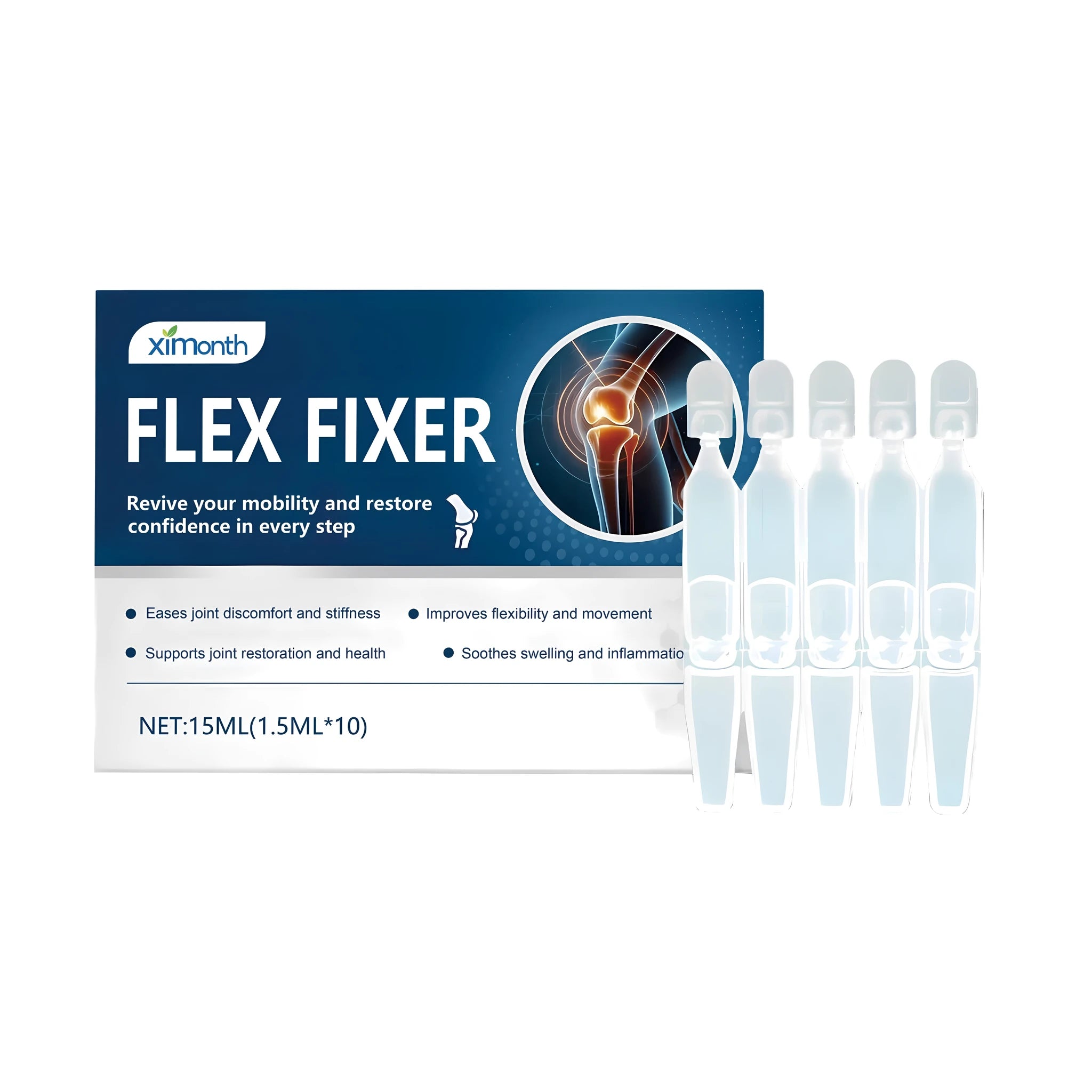 Flex Fixer joint care solution 15ml bottle with menthol, arnica, and herbal extracts for topical use