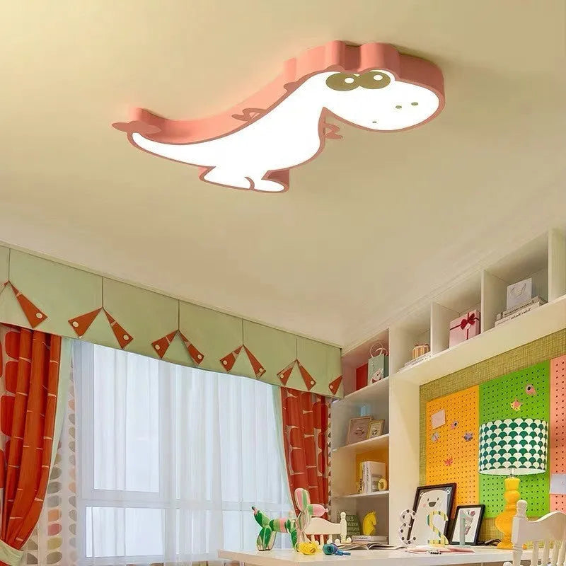 Cartoon dinosaur ceiling light with 48cm diameter and dimming function for bedroom installation