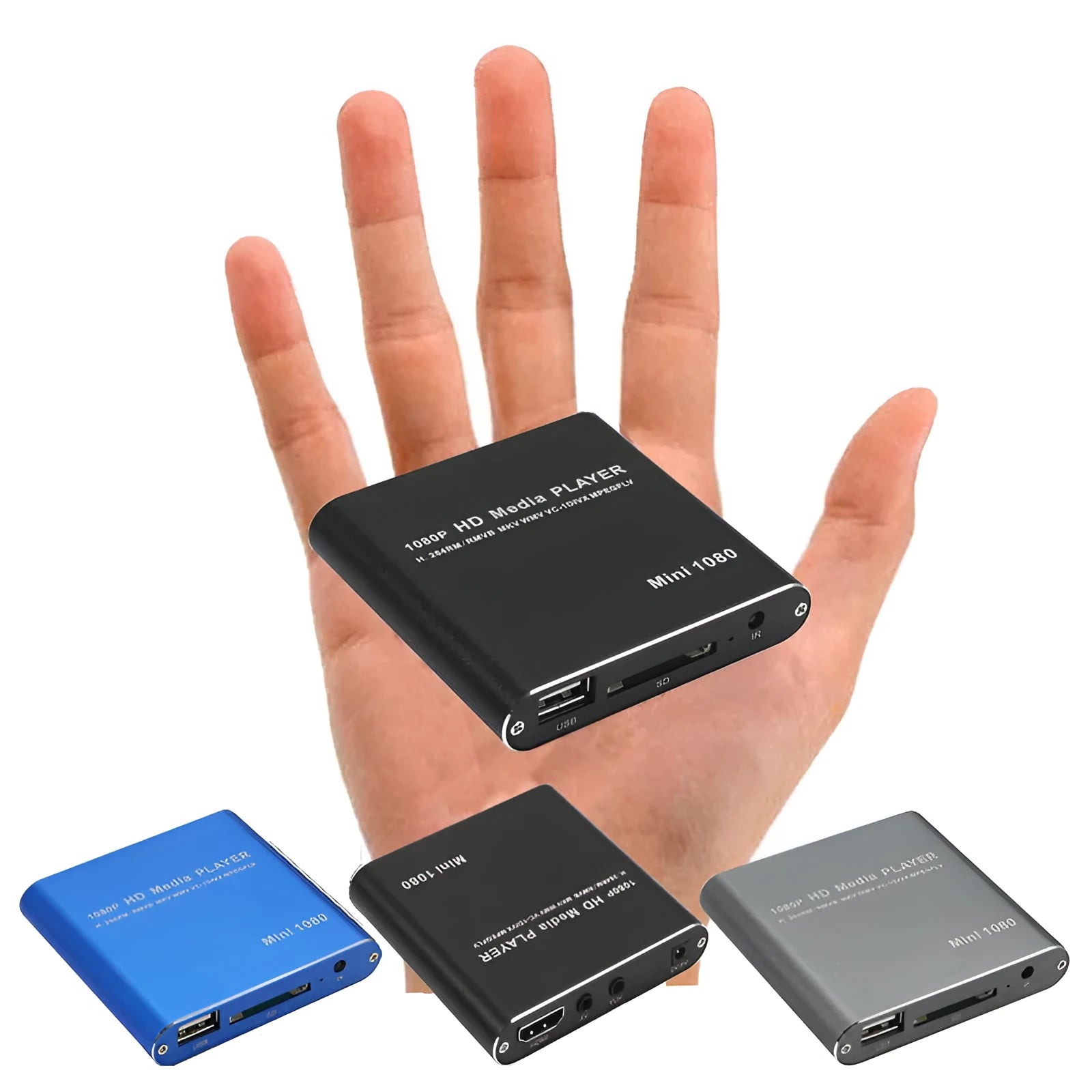 1080p Full HD media player with metal chassis, HDMI port, USB and SD card slots