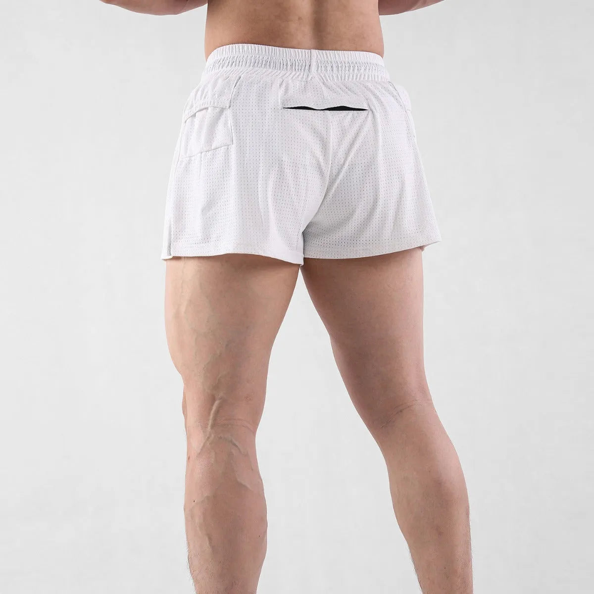 Men's quick-drying nylon summer shorts in black and white colours with mid waist fit