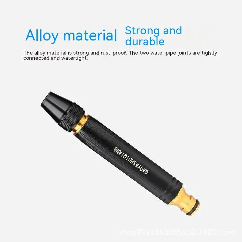 Black diamond alloy car washing gun with straight spray design showing 17.7 cm length