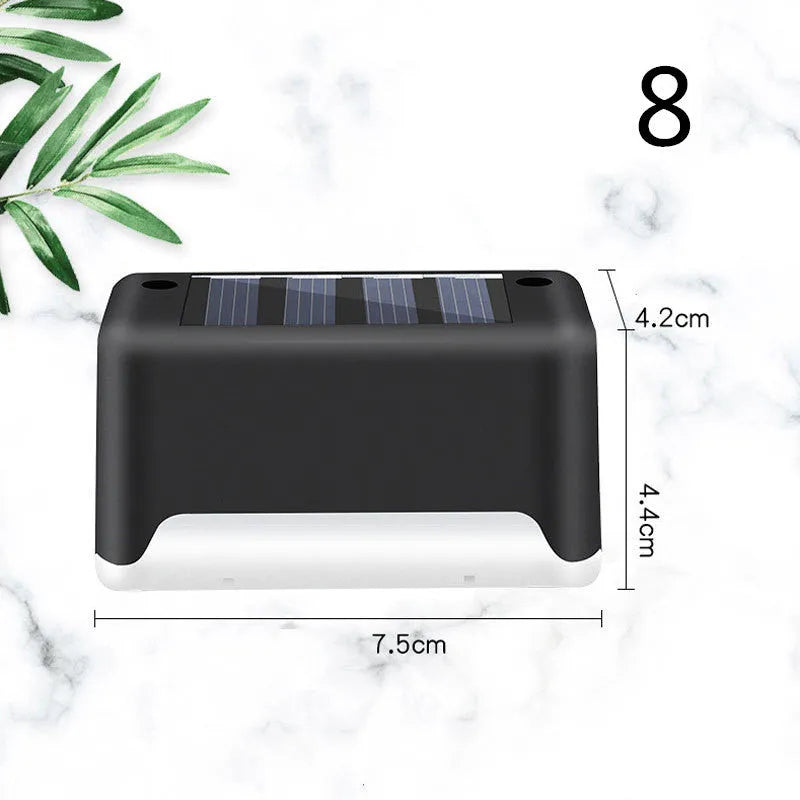 Black waterproof solar LED fence lamp 75mm outdoor step light with warm white glow