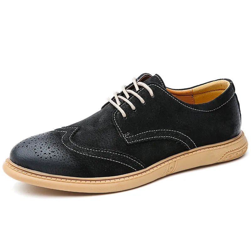Men's business formal leather lace-up shoes with cowhide construction and rubber soles