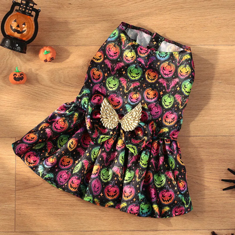 Angel wings Halloween costume for dogs in bright pumpkin and bright bat colour options