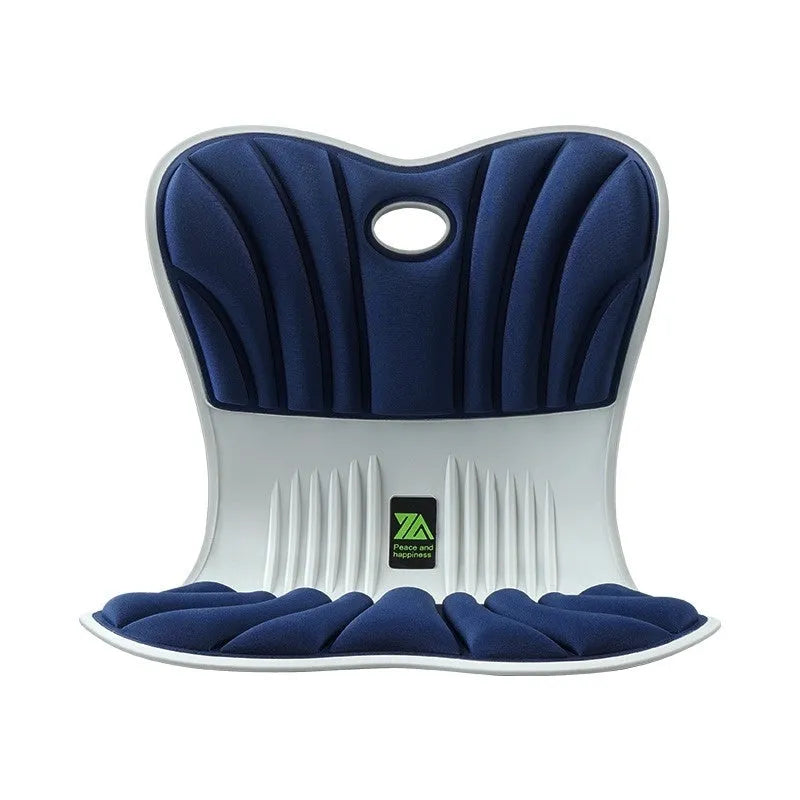 Grey ergonomic office seat cushion for waist support and posture correction on chair