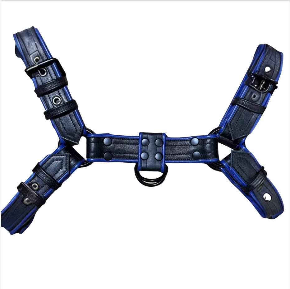 Leather binding prop strap for men nightclub shapewear in black