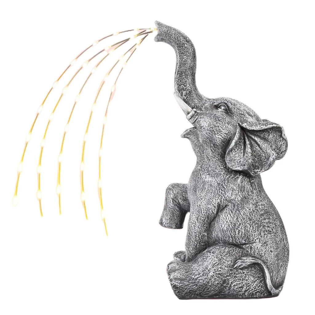 Resin elephant outdoor garden sculpture with built-in LED light strip illumination