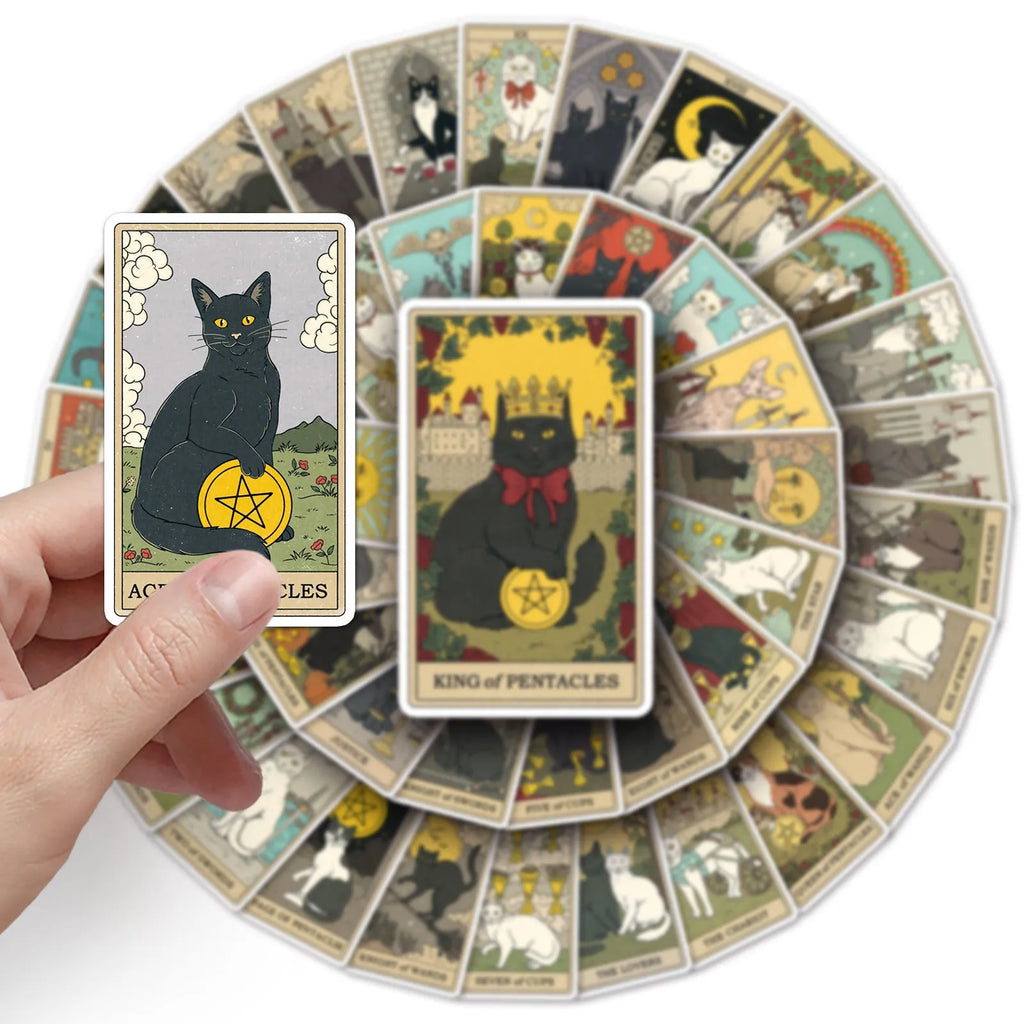 Creative graffiti waterproof luggage sticker set 78 tarot cards-style cute offset print decals on suitcase