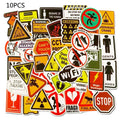 Warning sign stickers 3-6cm self-adhesive 50 pack strong adhesion warning series cartoon stickers