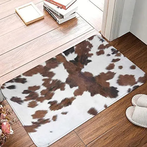 Personalised flannel floor mat with coastal starfish design in square shape on wooden floor