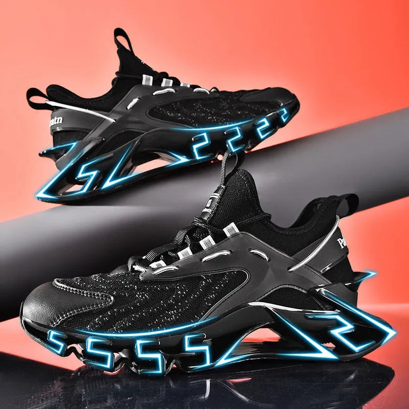 Men's breathable mesh Korean-style sports shoes in black, available in sizes 39 to 45 for summer and autumn wear