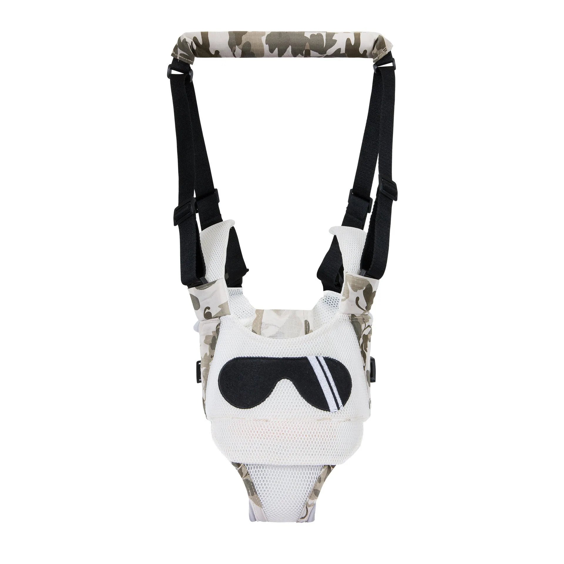 Cotton baby walking harness belt for toddlers in blue colour, showing adjustable straps and chest panel.