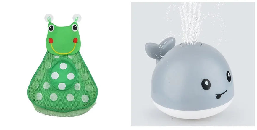 Automatic water induction whale bath toy spraying water with colourful LED lights
