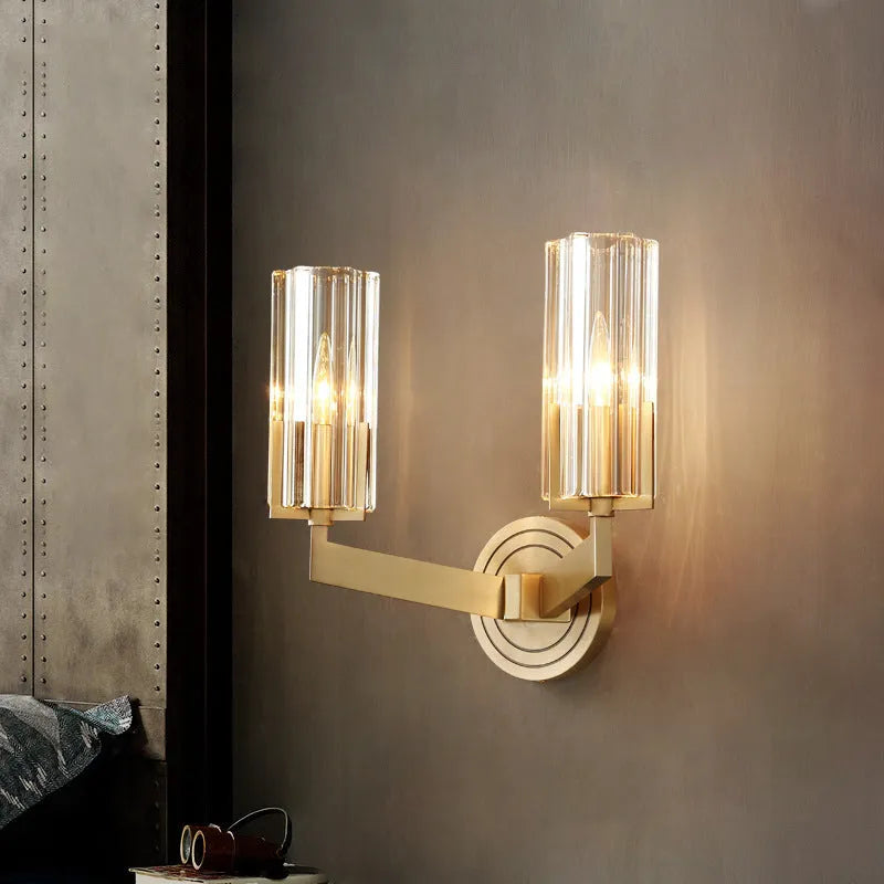 Copper wall lamp with adjustable head design for bedside lighting in Nordic minimalist style