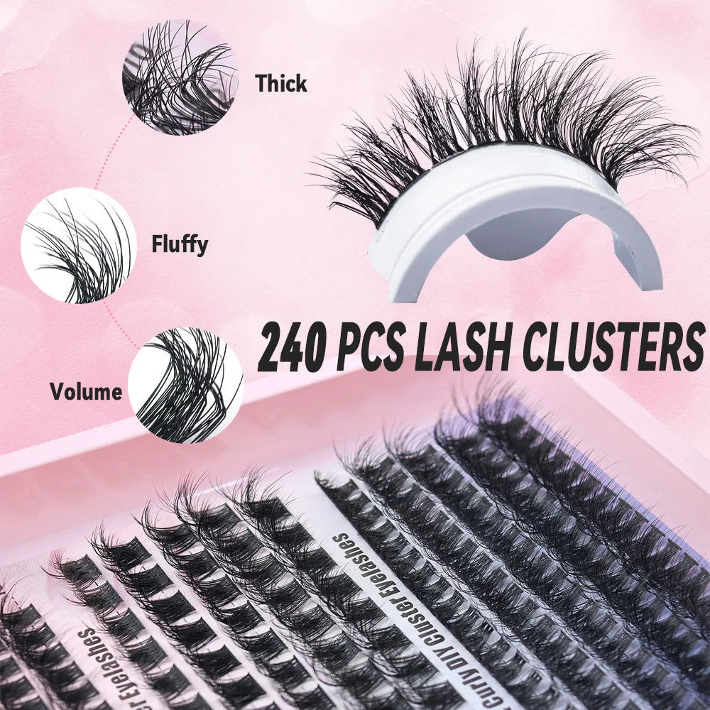 Mixed box of false eyelashes showing five different style specifications for a messy look.