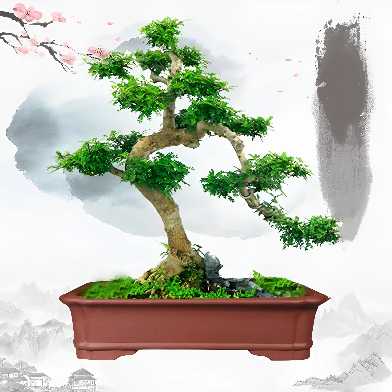 Handmade purple clay rectangular bonsai pot showing traditional ceramic construction