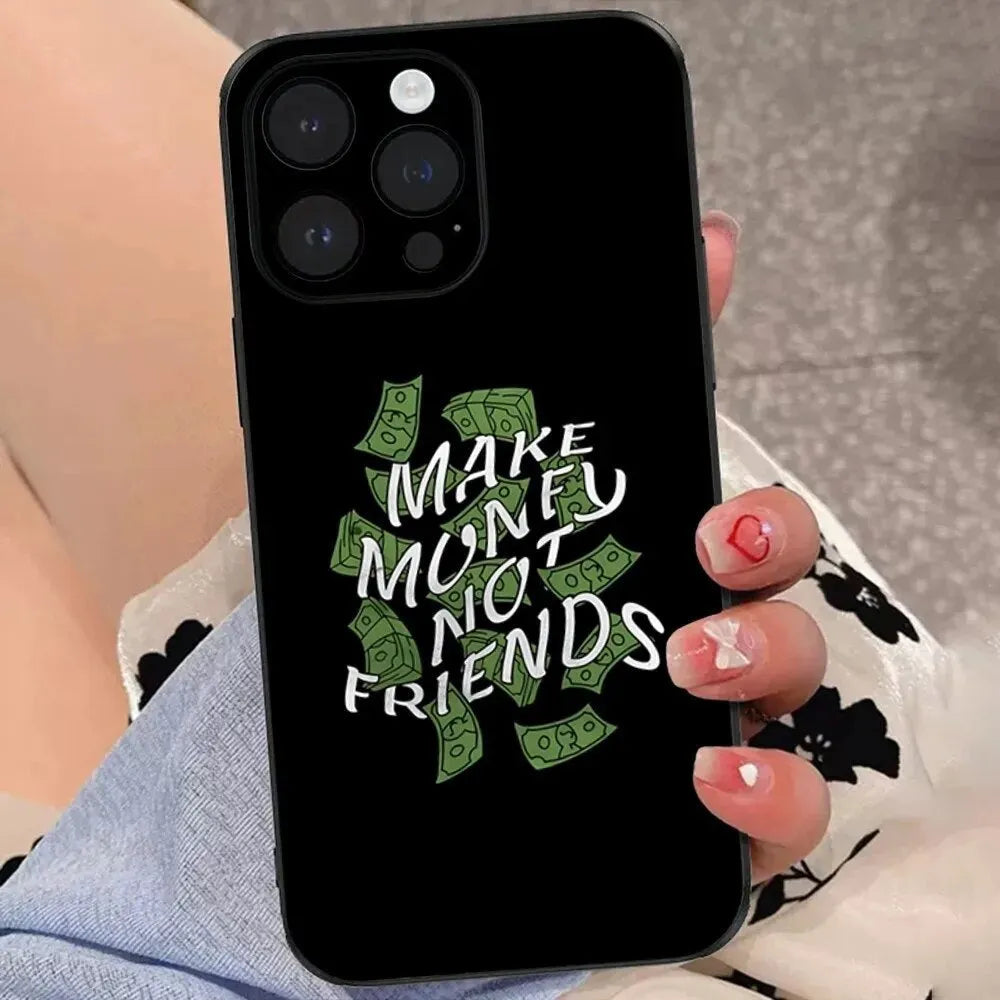 Black English Money anti-fall TPU phone case back cover for iPhone models