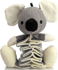 Grey koala dog toy with squeaker measuring 30cm from head to foot