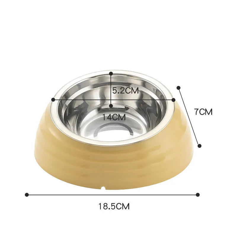 Stainless steel cat bowl in beige, brown, and light green colour options