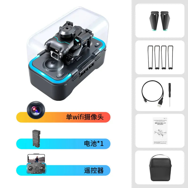 Black four-axis obstacle avoidance drone with 4K camera for youth training measuring under 30cm