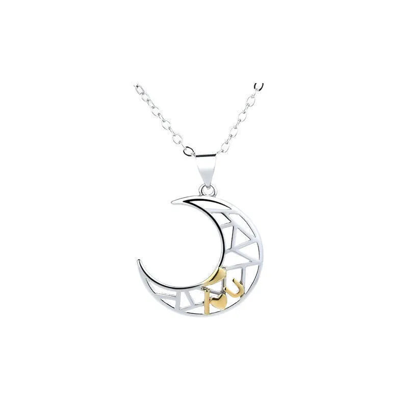 Sun and moon couple necklace with copper pendants on cross chain for matching jewellery