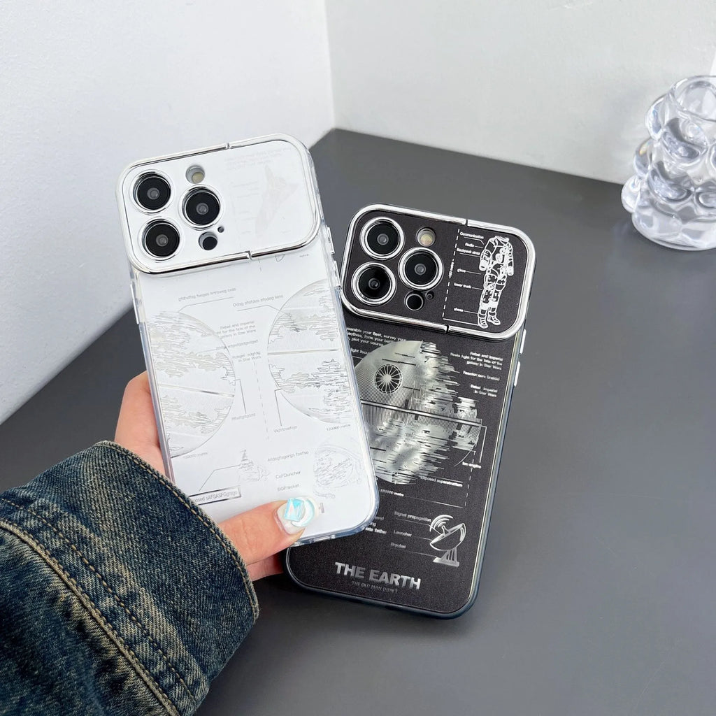 Pleated bracket phone case in TPU material with fall protection for iPhone 11-15 series, shown in colour as in Figure 1