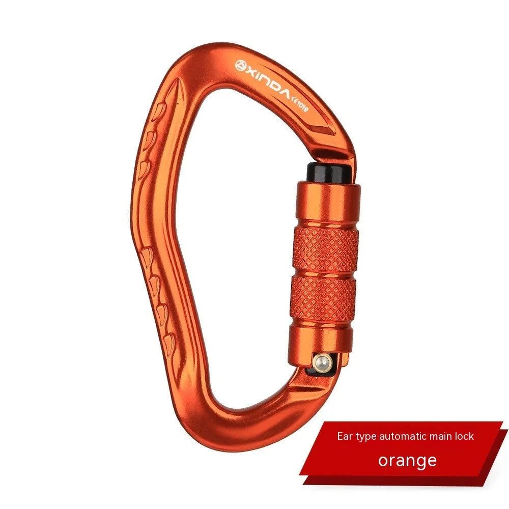 Climbing carabiner with automatic master lock in five colour options