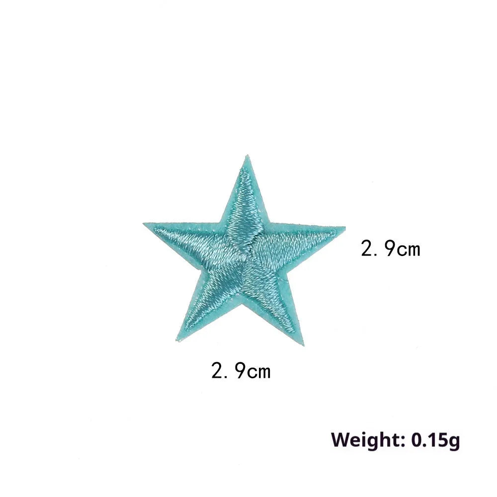 Colourful five-pointed star cloth embroidery stickers for DIY fabric decoration