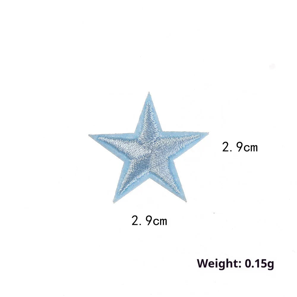 Colourful five-pointed star cloth embroidery stickers for DIY fabric decoration